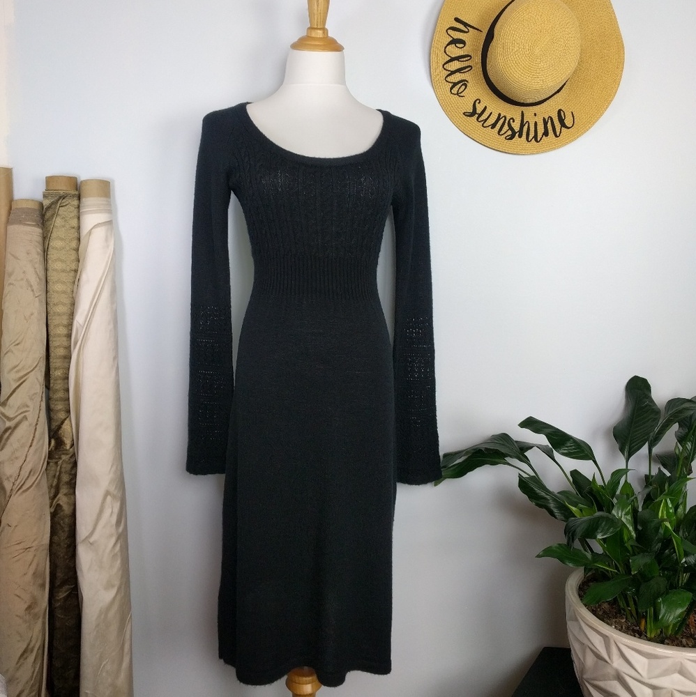 Calvin Klein Black Bell Sleeve Sweater Dress XS